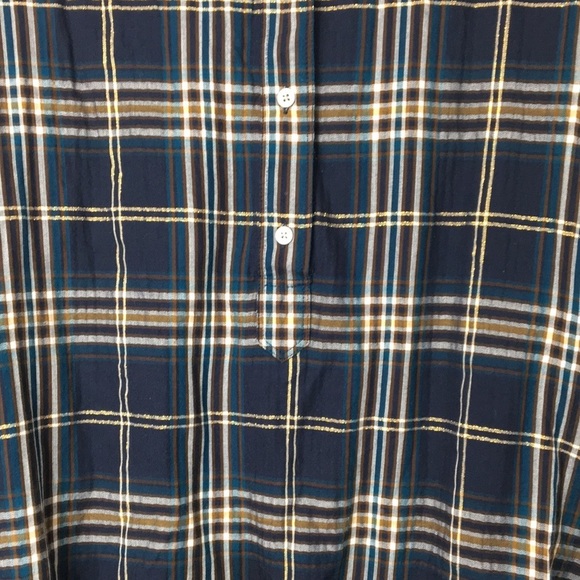 Loft Women’s Softened Navy Plaid Button-Down Shirt Size XS Like-NEW Condition - Picture 2 of 6